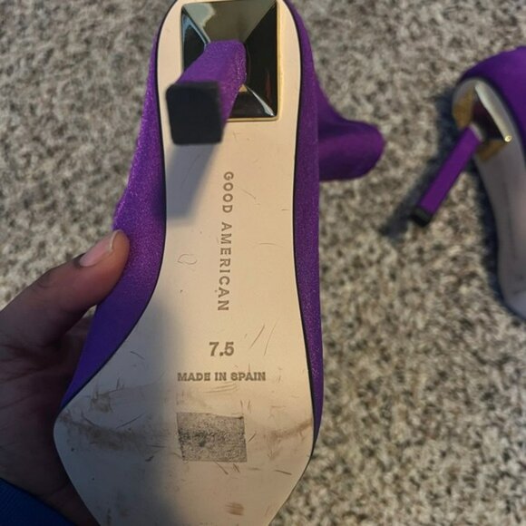Good American Purple Sock Boots Stiletto Heel Pointed Toe Ankle Booties 7.5‎ - Picture 3 of 7
